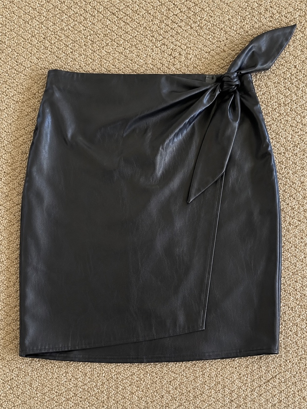 Mango Black Faux Leather Pencil Skirt